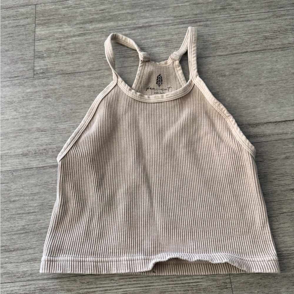 Free People Cream Ribbed Racerback Tank - Picture 4 of 5